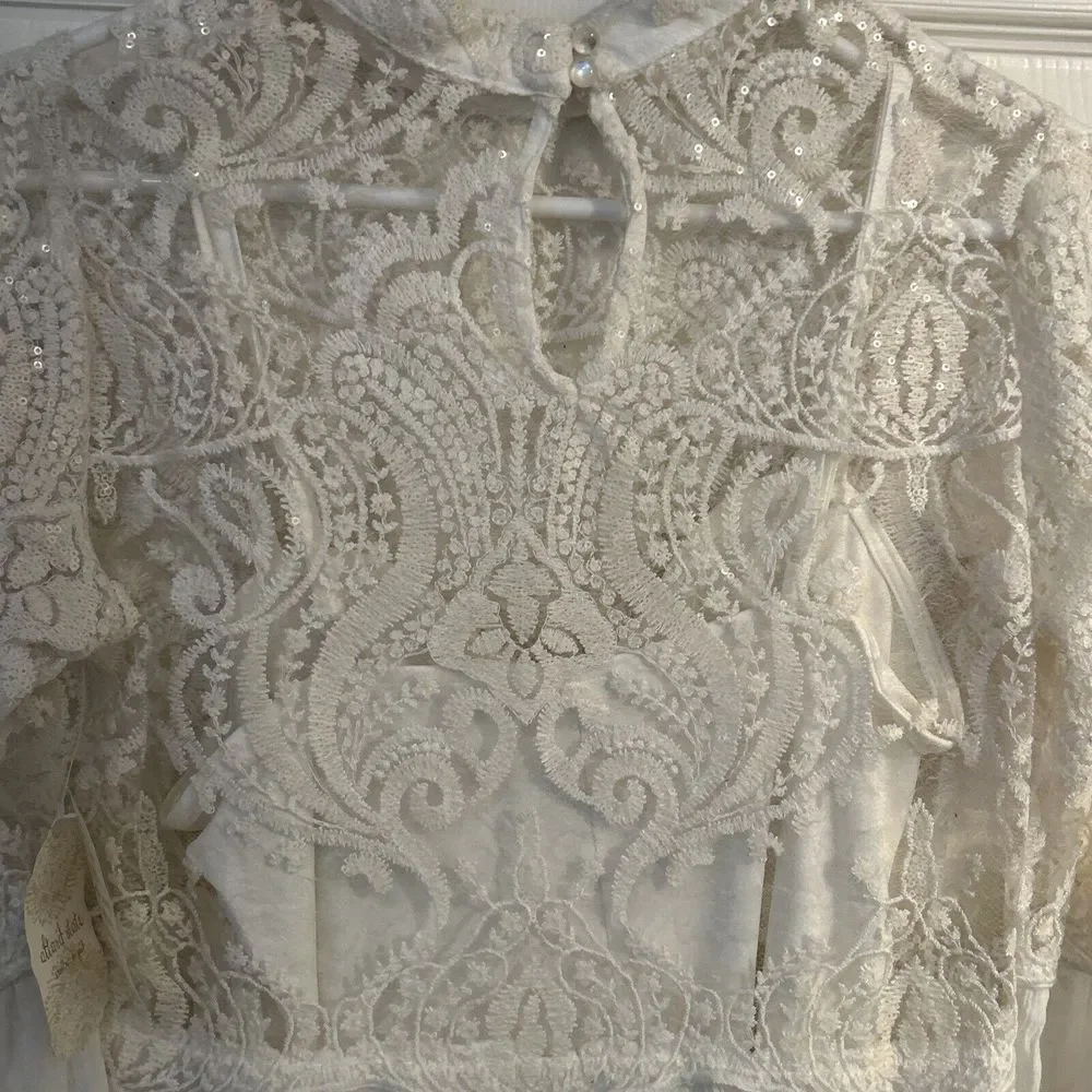 NWT Alter'd State Ivory Sequin Lace Boho Dress Size M‎ $89.95